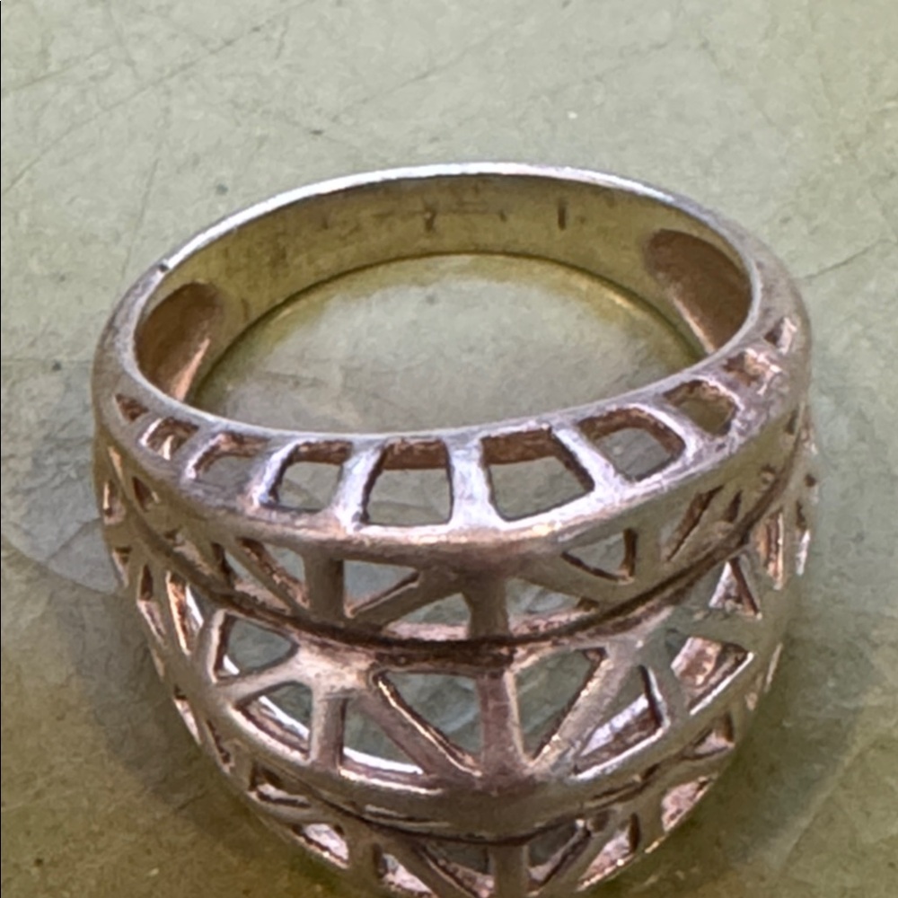 Silver Geometric Statement Ring Size 8 - image 5